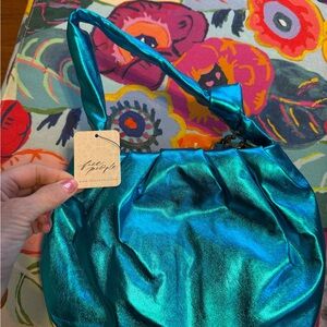 Free People Shimmering Blue Shoulder Bag